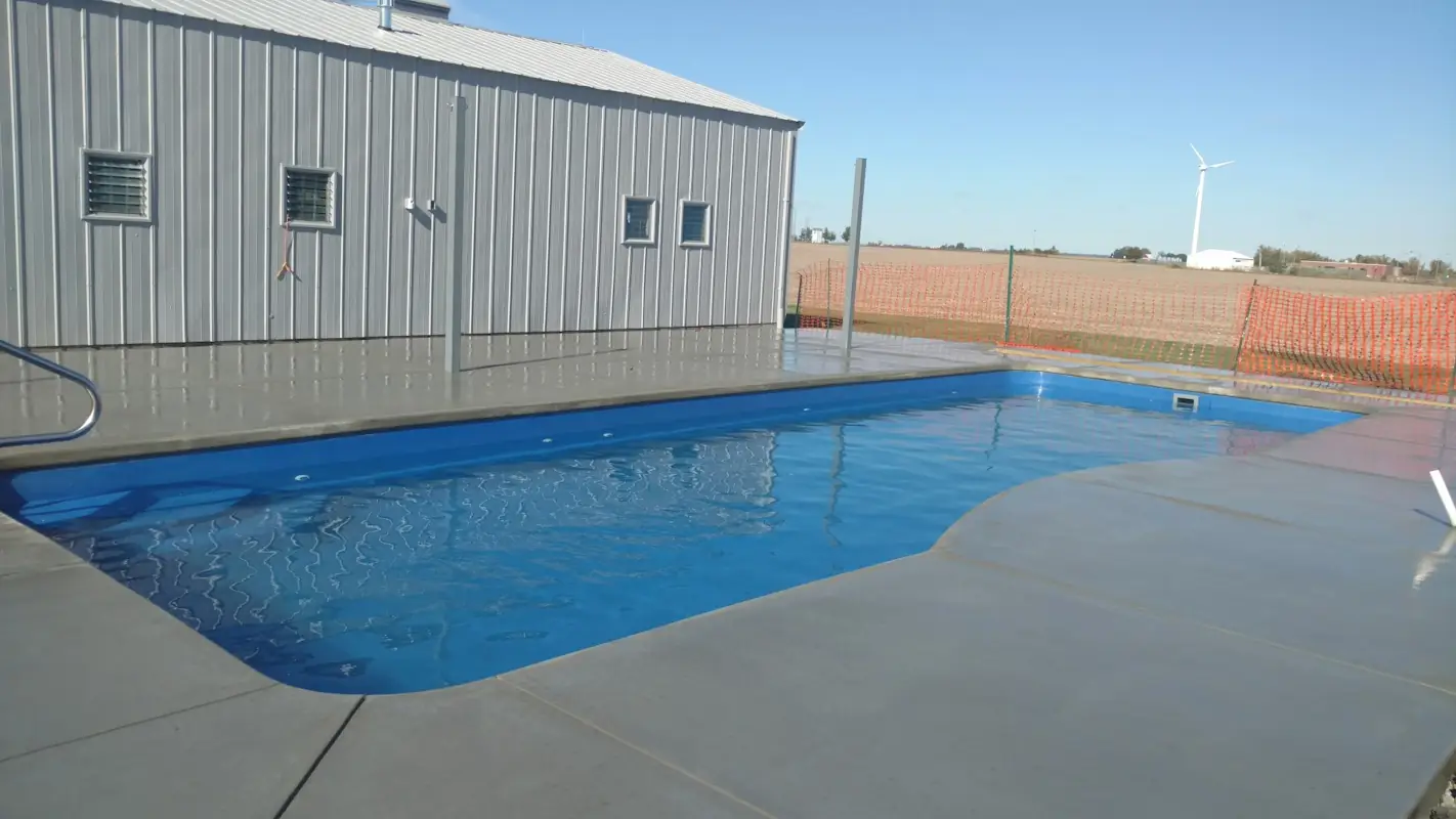 Fiberglass pool installation carried out by Backyard Pool & Patio, Illinois