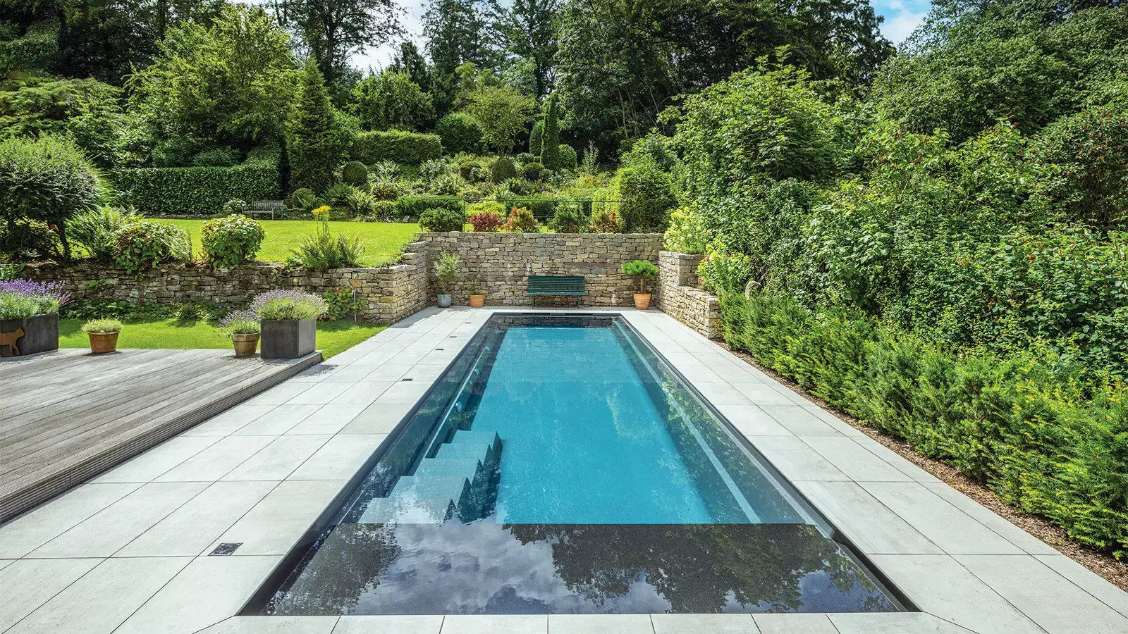 The Linear with Cover - High Waterline Flat Bottom Pool 